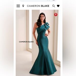 Cameron Blake Emerald Green Evening Gown with Shawl